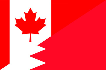 Fototapeta na wymiar Waving flag of Bahrain and Canada