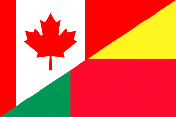 Waving flag of Benin and Canada