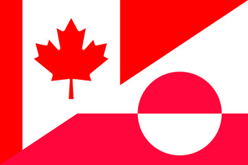 Waving flag of Greenland and Canada