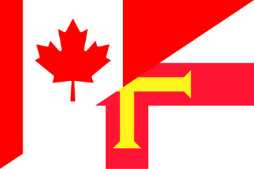Fototapeta na wymiar Waving flag of Guernsey and Canada