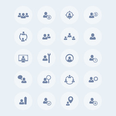 Human resources icons, hrm, personnel management, login icon, account symbol, login pictogram, vector illustration