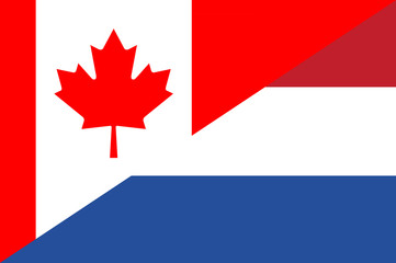 Waving flag of Holland and Canada