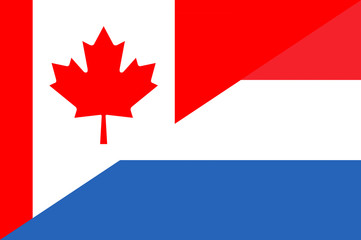 Fototapeta na wymiar Waving flag of Netherlands and Canada