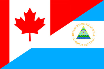 Fototapeta premium Waving flag of Nicaragua and Canada