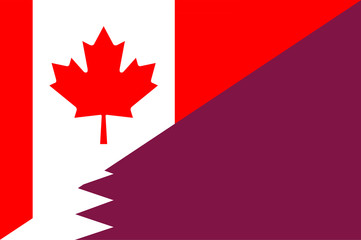 Waving flag of Qatar and Canada
