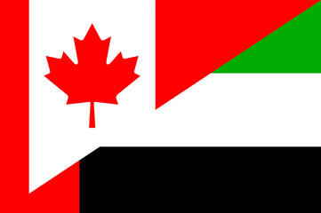 Waving flag of United Arab Emirates and Canada