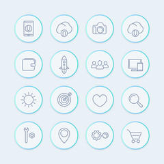 Fototapeta premium Thin line web icons, basic interface line icons for websites and mobile app, vector illustration