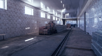Naklejka na ściany i meble construction of warehouse