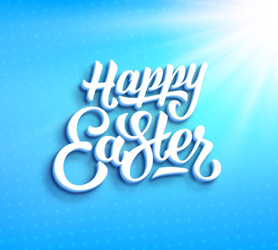 Happy Easter greeting card with hand lettering