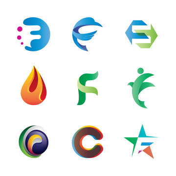 Letter F Logo Concept Set