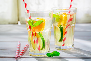 Fresh lemonade with citrus with in summer