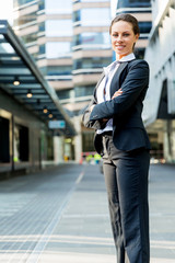 Fototapeta premium Portrait of business woman smiling outdoor