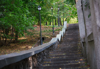 Old ladder in the city park. Architecture