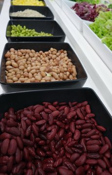 Red beans, green beans,  and Chick peas on salad bar