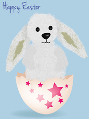 Vector - illustration of Easter bunny holding  easter egg