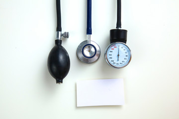 Blood pressure meter medical equipment isolated on white