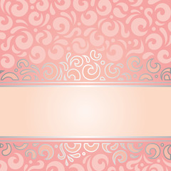 Retro decorative pink & silver invitation background vintage wallpaper design
