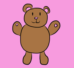 Illustration of a teddy bear on a pink background