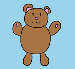 Fototapeta premium Illustration of a teddy bear on a blue background