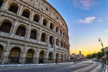 Fototapeta na wymiar Sunset at Colosseum , Rome , Italy