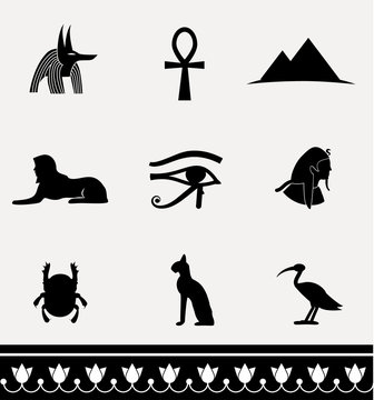 Symbols of Egypt - vector icon set.