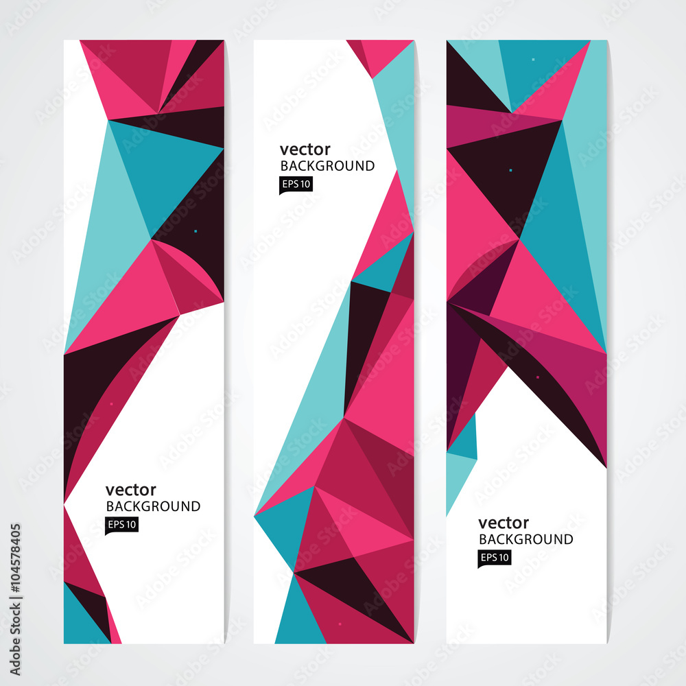 Wall mural abstract banner header set abstract colorful geometric polygonal background stock-vector 10 eps