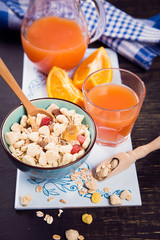 healthy breakfast with juice