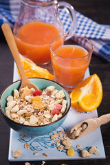 healthy breakfast with juice