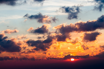colorful dramatic sky with cloud at sunset