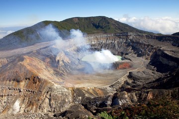 the poas volcano at poas national park in costa rica central america