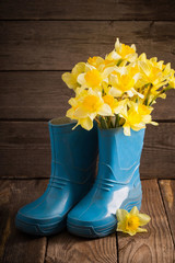 child garden shoes with spring flowers © Maya Kruchancova