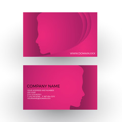 Vector abstract female head. Spa and hairdress business card
