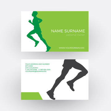 Vector abstract runner and personal trainer. Business card