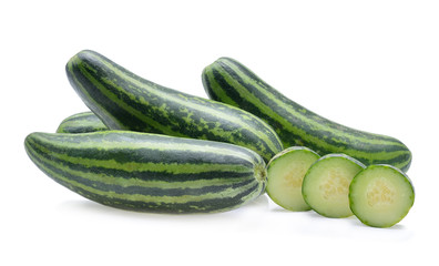 Cucumber isolated green striped white background