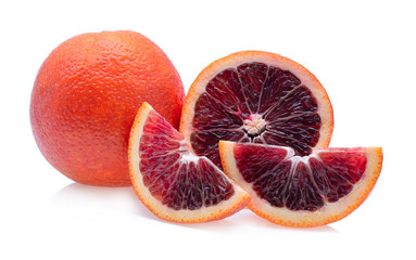 Blood oranges on white background