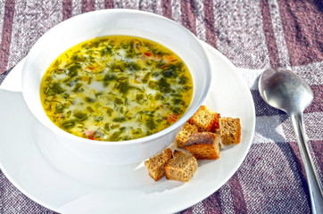 Close up of cheese soup