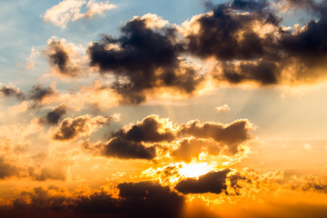 colorful dramatic sky with cloud at sunset
