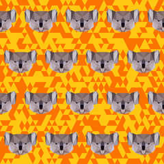 Polygonal koala seamless pattern