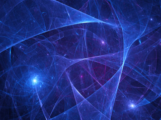 Blue glowing interstellar curves in space