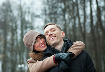 young couple in   autumn