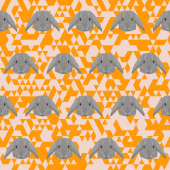 Naklejka premium Polygonal abstract rabbit seamless pattern background