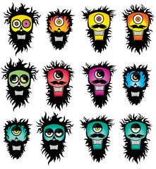crazy cyclop bearded male face graphic