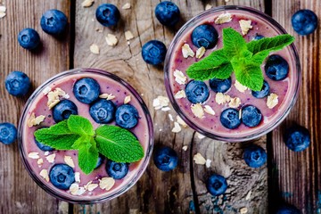 Blueberry smoothie in a glass