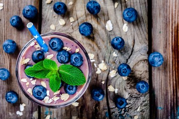 Blueberry smoothie in a glass