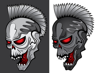 robotic punk skull graphic vector illustration