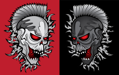 robotic punk skull graphic vector illustration