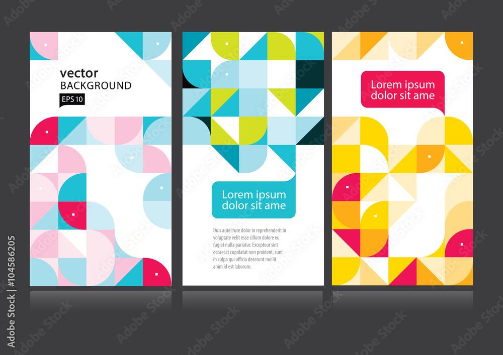 Poster vector set colorful geometric mosaic abstract background