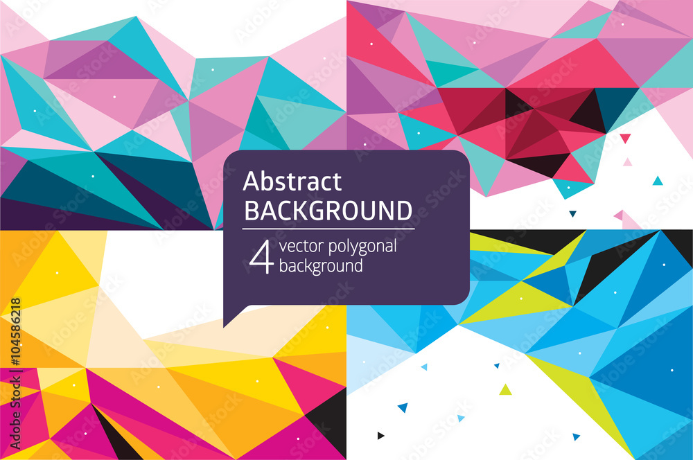 Poster vector set colorful geometric abstract polygonal banner background