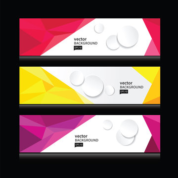 Abstract banner header set Abstract colorful geometric polygonal background  stock-vector 10 eps