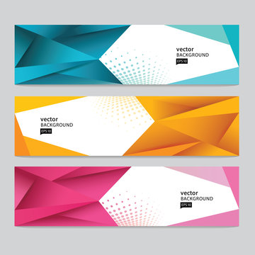 Abstract banner header set Abstract colorful geometric polygonal background  stock-vector 10 eps